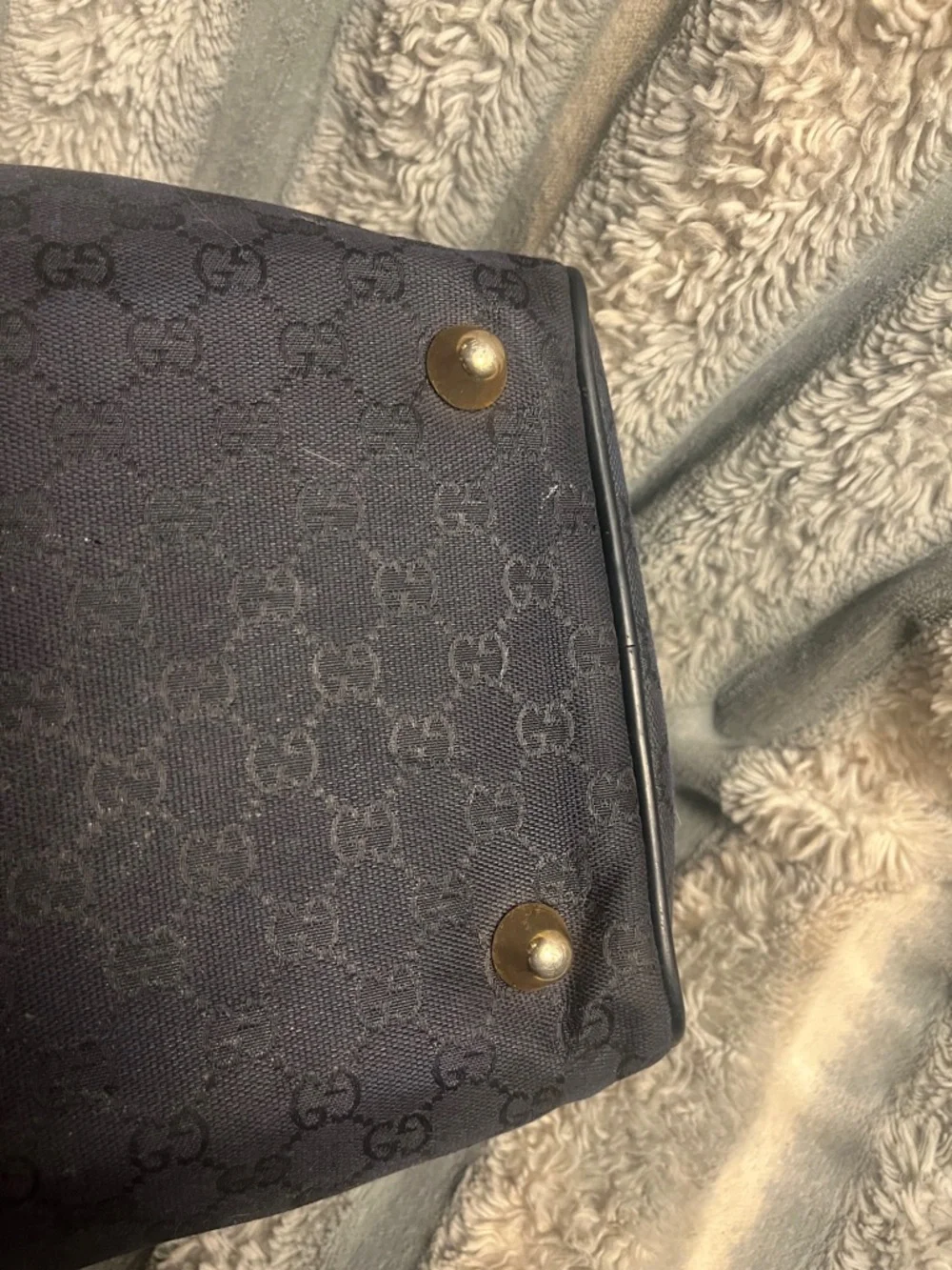 Gucci Black GG Canvas Duffel with Leather Trim